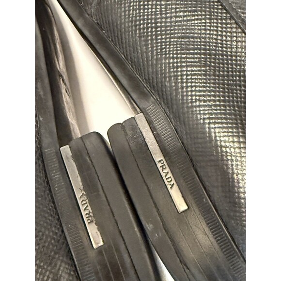 AUTH PRADA SAFFIANO BUSINESS SHOES 2DE072 BLACK LEATHER SIZE 9 1/2 - Picture 6 of 12